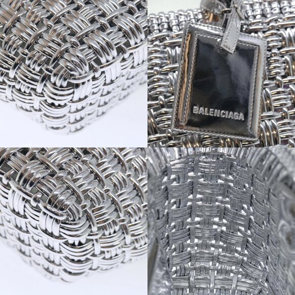 BALENCIAGA Bistro XS Hand Bag Wicker 2way Silver 671342 Auth 71589A - Picture 13 of 15